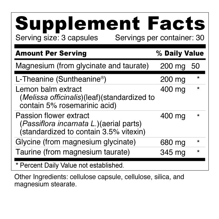 well+vita calm supplement facts ingredients